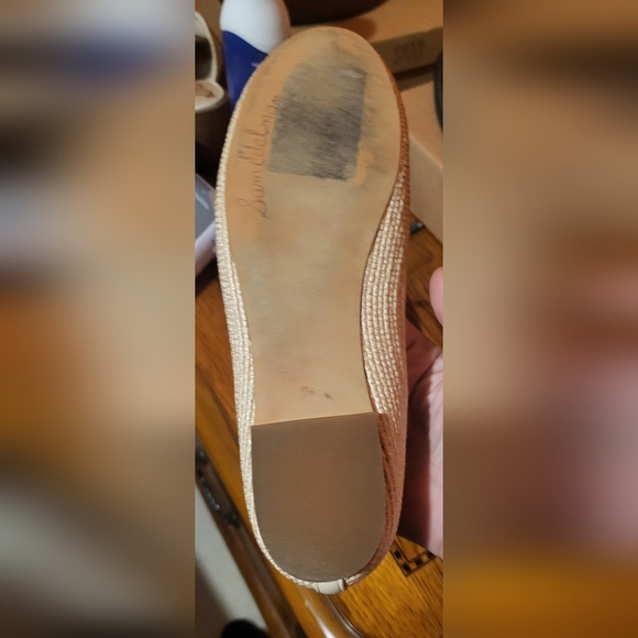 Sam Edelman Falcon Rafia Ballet  Flats With Bow In a Cream Color Size 7.5 - Picture 5 of 8